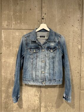 Polo Jeans Ralph Lauren Women’s Distressed Denim Jacket Size M Good Condition
